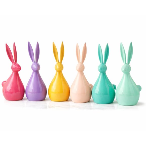 Large Metal Easter Bunny Decor – 12” Glossy Spring Figurine (Assorted) - Picture 10 of 12